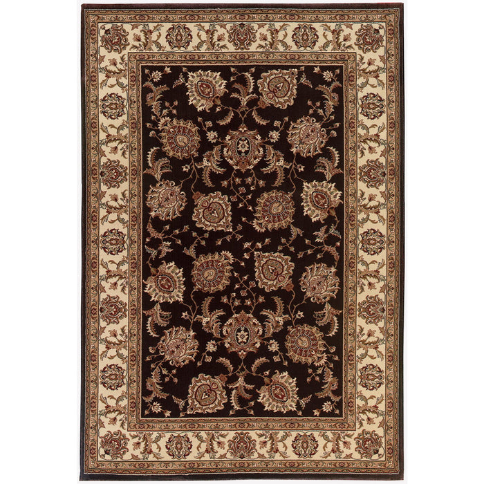 8' X 11' Oriental Area Rug, Polypropylene - Brown And Ivory