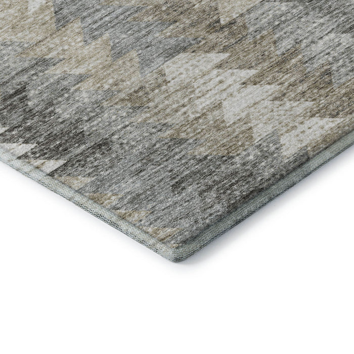 9' X 12' Geometric Washable Area Rug With UV Protection (653151) - Taupe / Ivory / Gray