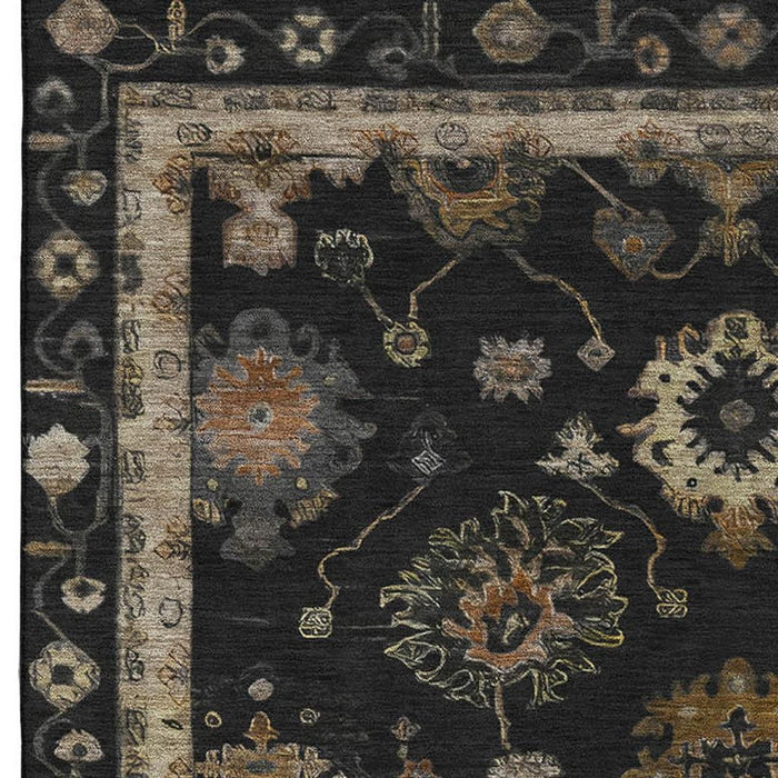10' X 14' Oriental Washable Area Rug With UV Protection (716395) - Black / Gold