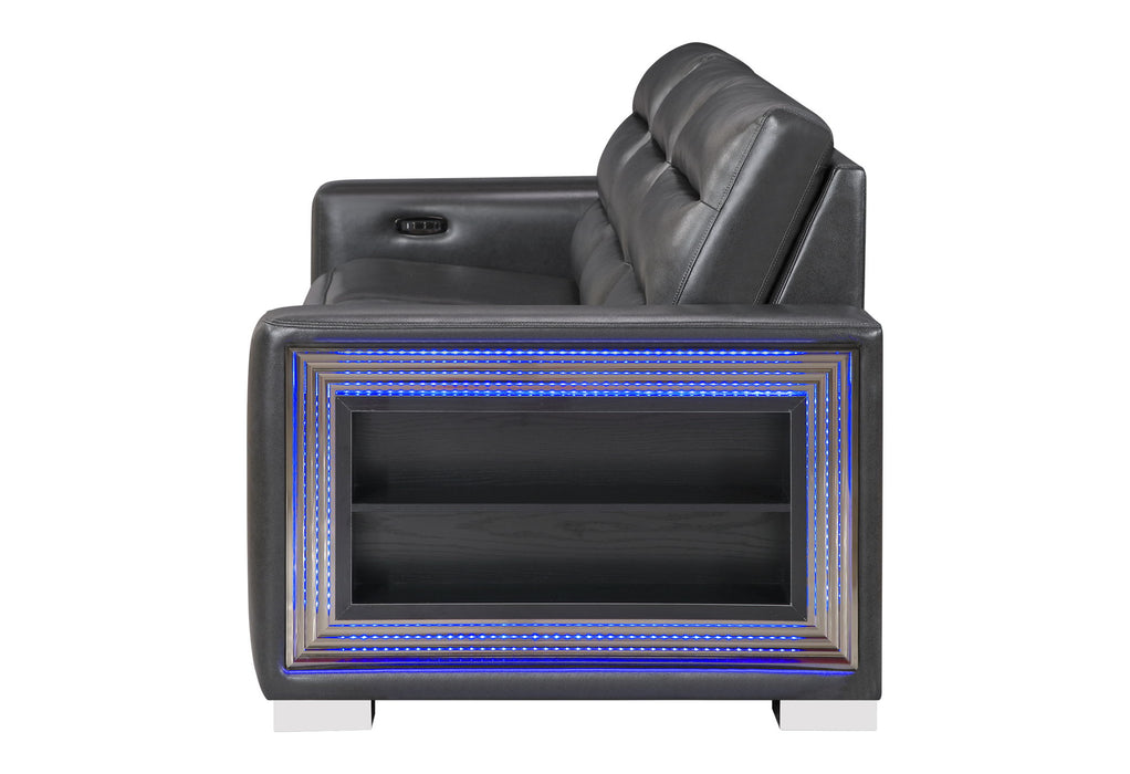 Ylime - Power Reclining Sofa With Bookcase LED - Charcoal