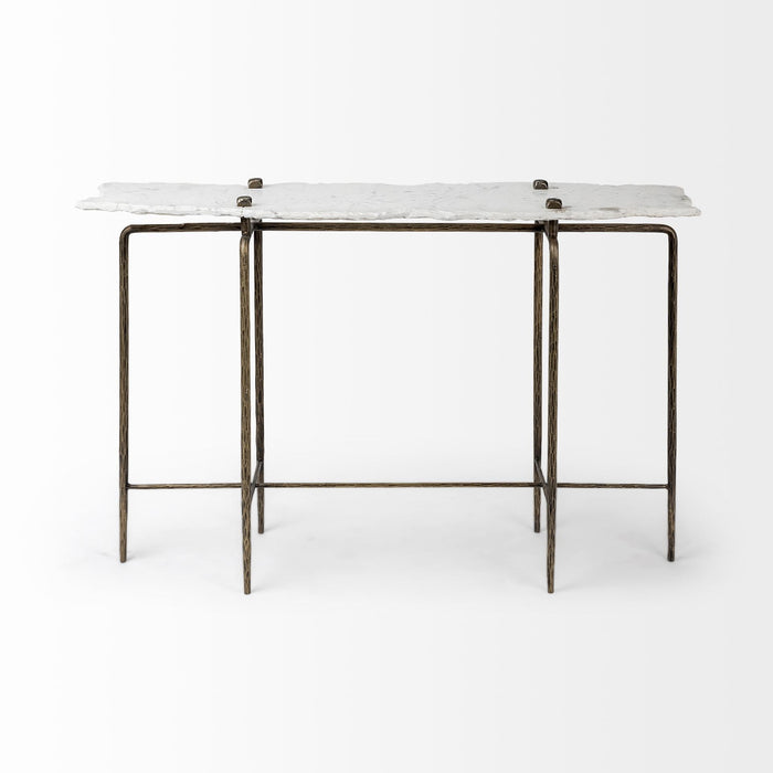 Genuine Marble Console Table - White And Brown