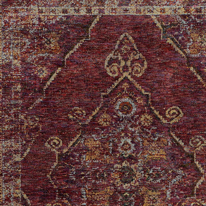 7' x 10' Oriental Power Loom Area Rug - Gold And Red