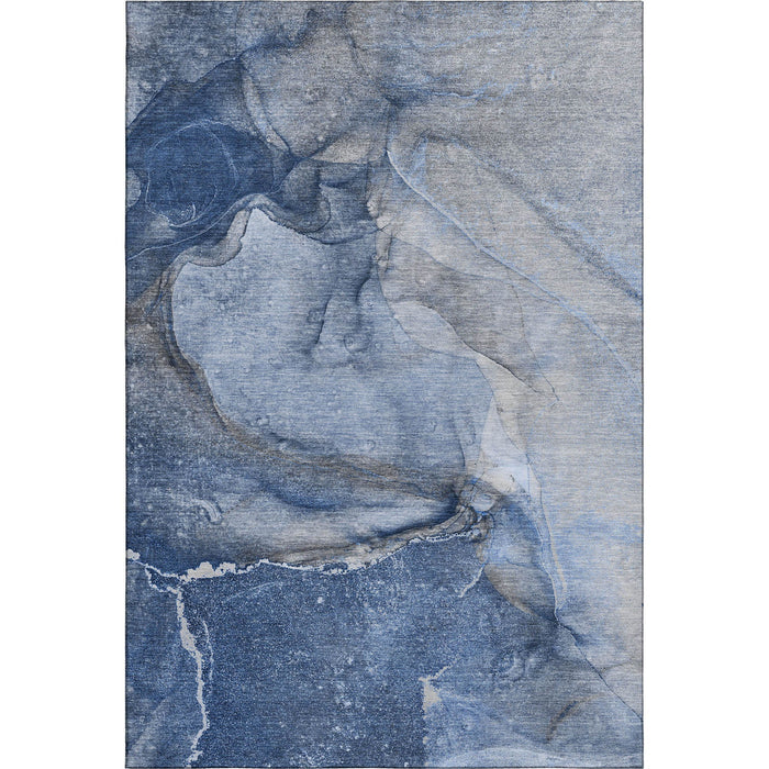 10' X 14' Abstract Washable Area Rug With UV Protection (647416) - Navy Blue / Ivory