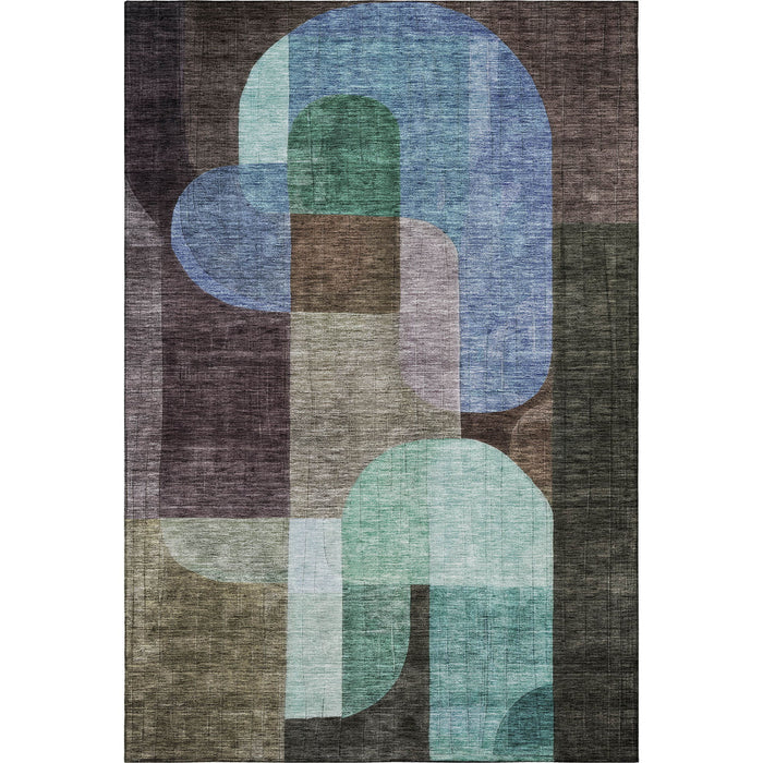 10' X 14' Abstract Geometric Washable Area Rug With UV Protection (685252) - Brown / Blue / Green