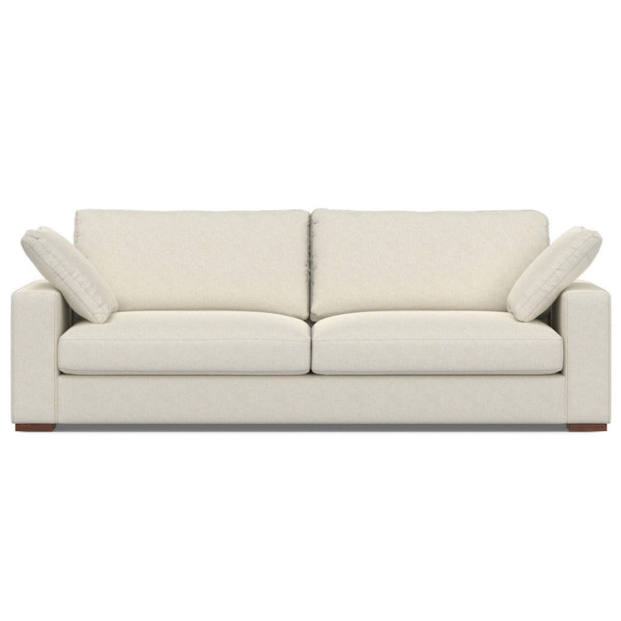 96" Fabric Sofa With Brown Legs - Cream