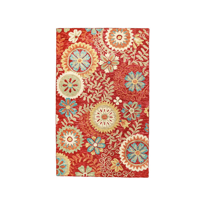 8' x 10' Wool Medallion Tufted Handmade Stain Resistant Area Rug - Rust