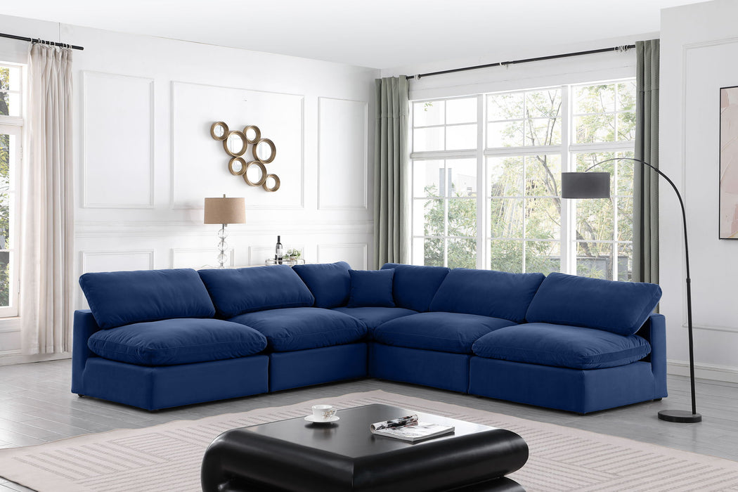 Comfy - 5 Piece Velvet Modular Corner Armless Sectional