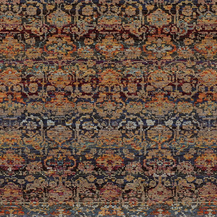 7' x 10' Abstract Power Loom Area Rug - Blue And Light Brown