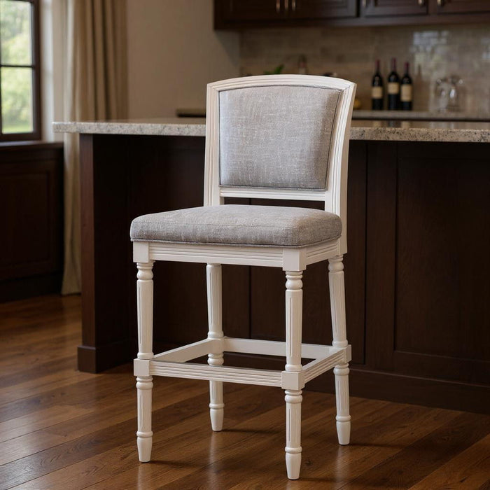 Fabric And Solid Wood Bar Height Bar Chair - Gray / White