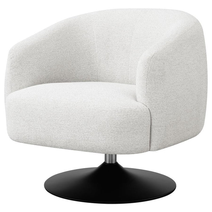 Dave - Upholstered Swivel Accent Chair - Beige And Matte Black