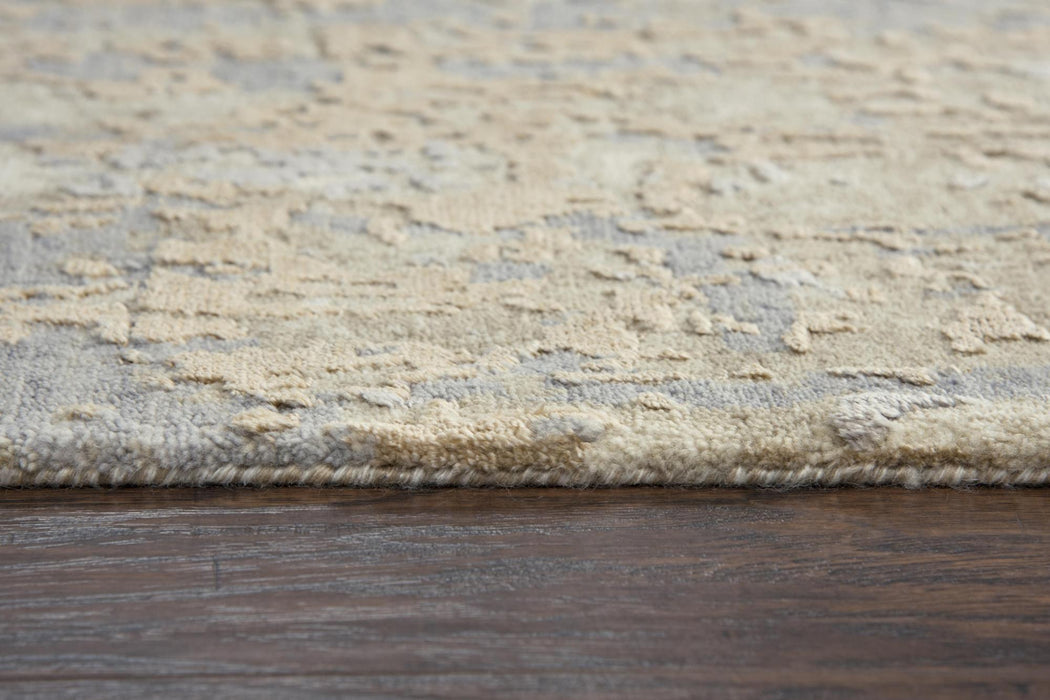 9' X 12' New Zealand Lambs Wool Abstract Hand Carved Handmade Area Rug (747034) - Beige / Gray / Ivory