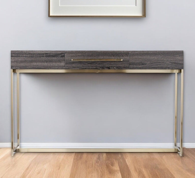 Frame Console Table Drawers - Gray / Gold
