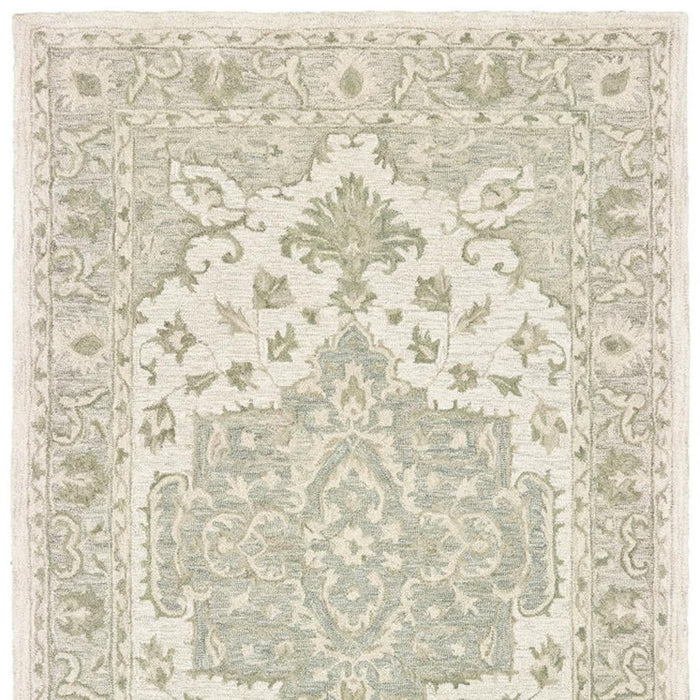 10' X 14' Wool Medallion Hand Tufted Area Rug (712734) - Sea Green / Gray