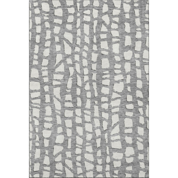 10' X 14' Cobblestone Washable Area Rug With UV Protection - Gray And Ivory