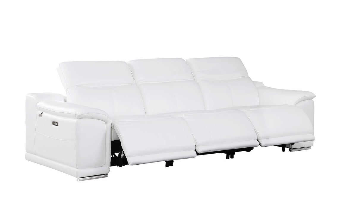 Italian Leather Reclining Metal USB Sofa (720282) - White