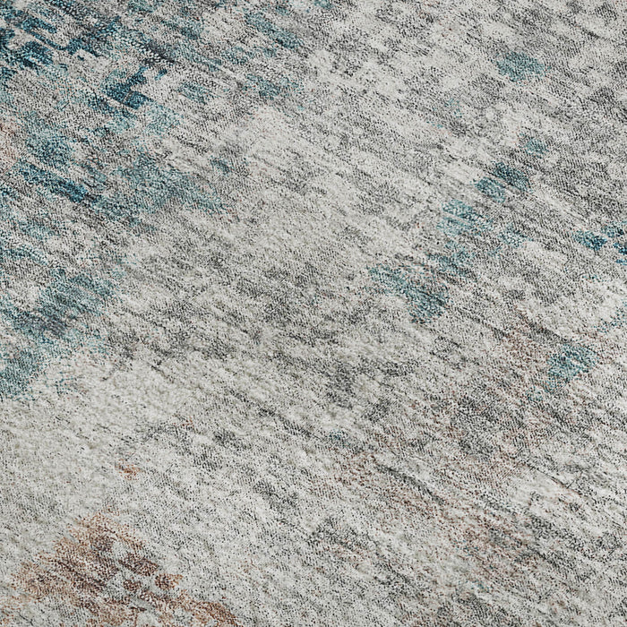 10' X 14' Copper Abstract Washable Area Rug With UV Protection - Teal
