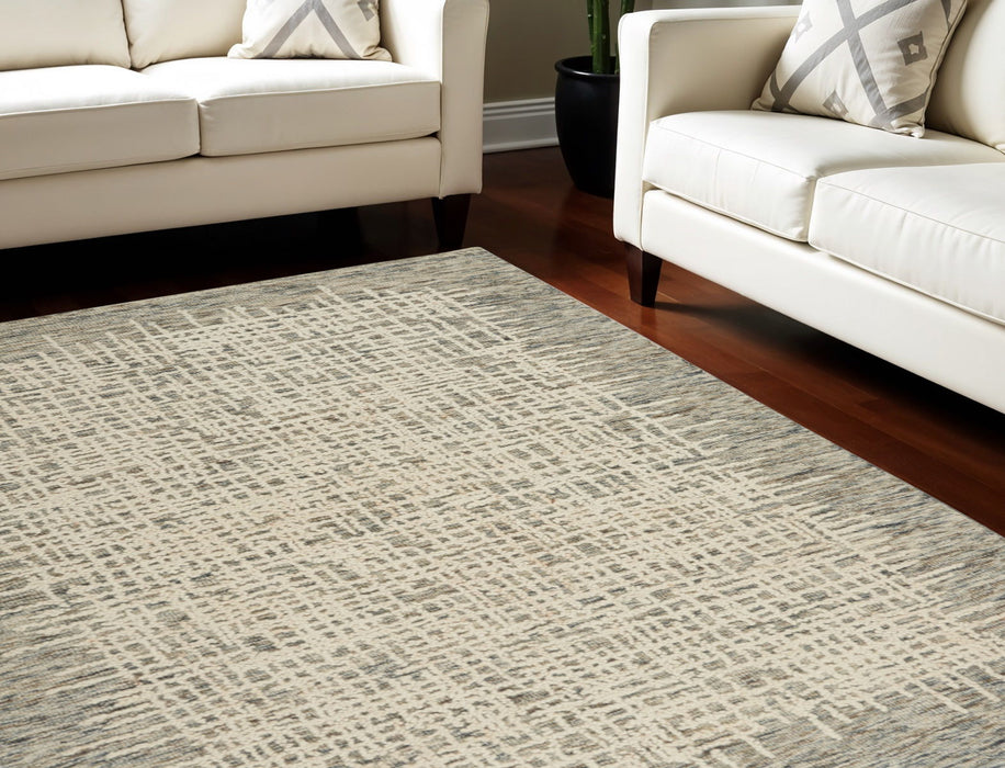 8' X 10' Wool Abstract Area Rug - Ivory