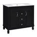 Giga bathroom vanity with top sink, basin on cabinet, two soft-closing doors, and two drawers in a modern bathroom setting.