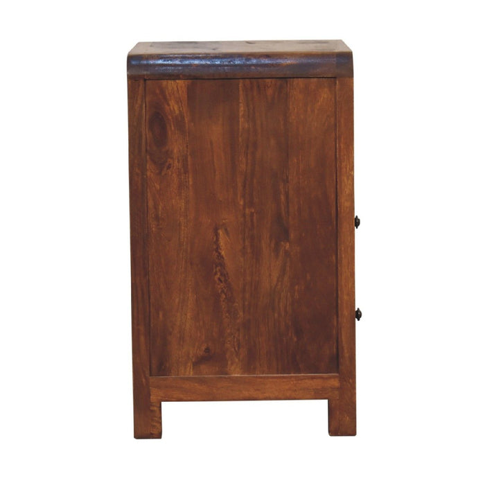24" Modern Solid Wood Two Drawer Nightstand - Chestnut