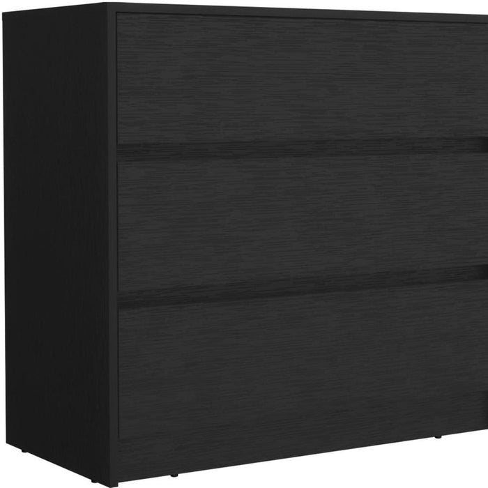 Wood Three Drawer Dresser - Black