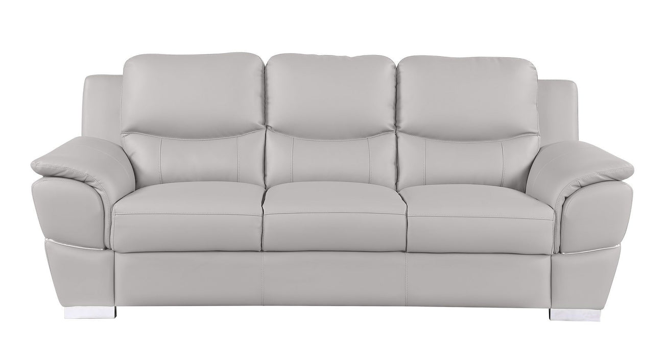 Top Grain Leather Solid Wood Sofa (720443) - Light Gray