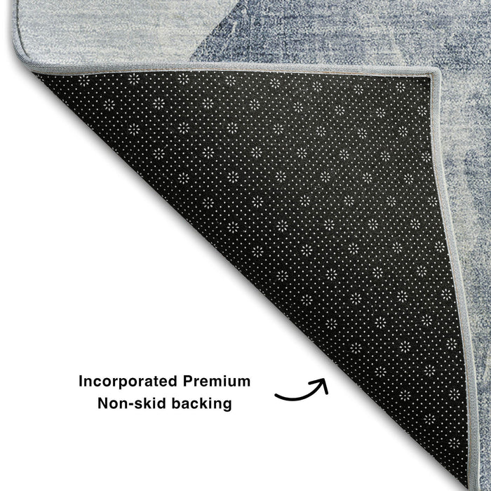 10' X 14' Abstract Washable Area Rug With UV Protection (648466) - Blue / Gray