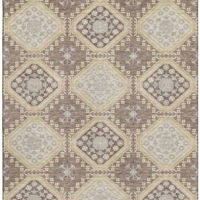 10' X 14' Floral Washable Area Rug With UV Protection (693762) - Taupe / Beige / Gray