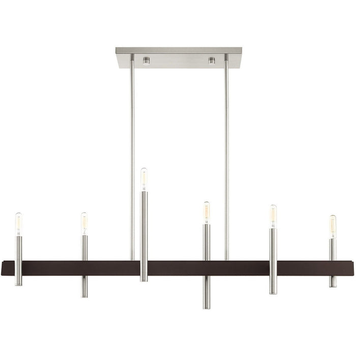 24'' Six Light Dimmable Chandelier With Shades - Nickel