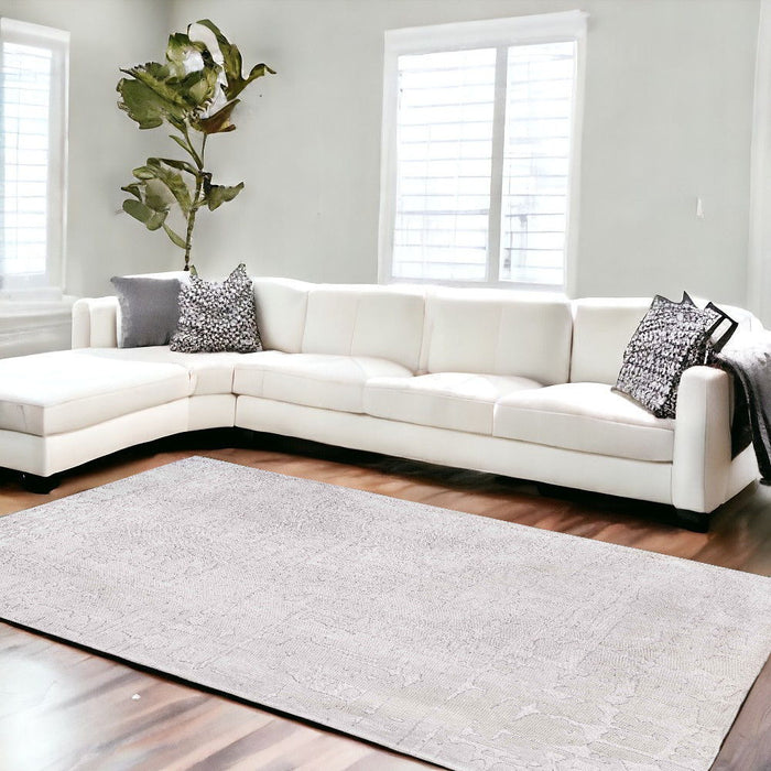 5' x 7' Modern Abstract Non Skid Area Rug - White