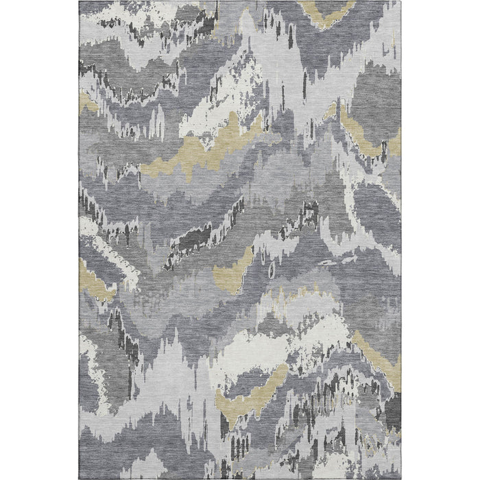 10' X 14' Abstract Washable Area Rug With UV Protection (668657) - Gray / Gold / Ivory