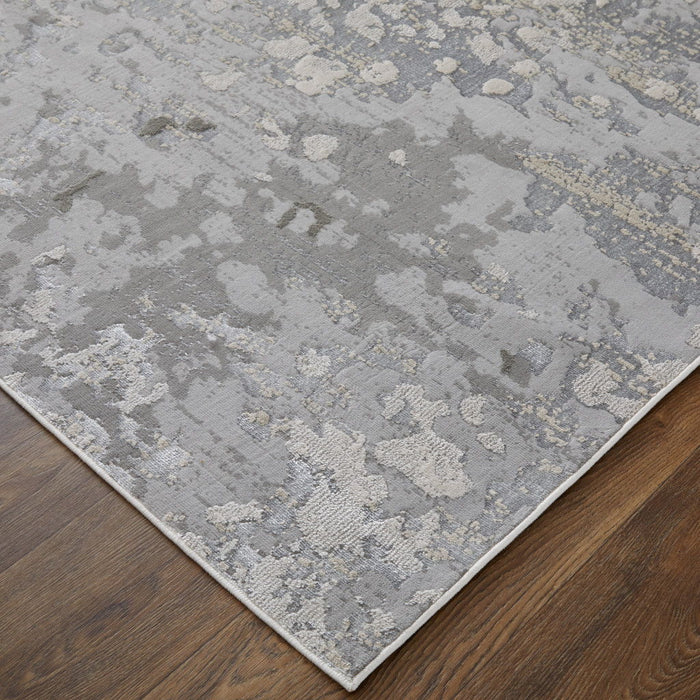 8' x 10' Abstract Area Rug - Silver Gray And White