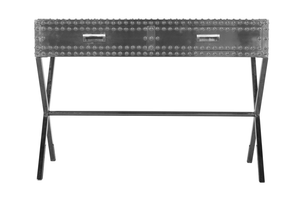 Aluminum Cross Leg Console Table With Storage - Silver