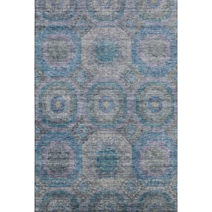10' X 14' Geometric Washable Area Rug With UV Protection (688558) - Blue / Gray / Silver