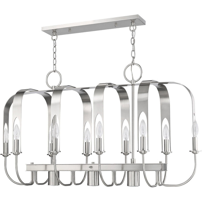 Multi Light Metal Dimmable Chandelier With Shades - Nickel