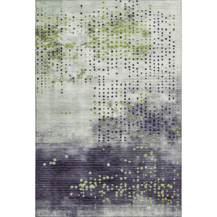 10' X 14' Geometric Washable Area Rug With UV Protection (710408) - Artichoke Green / Eggplant