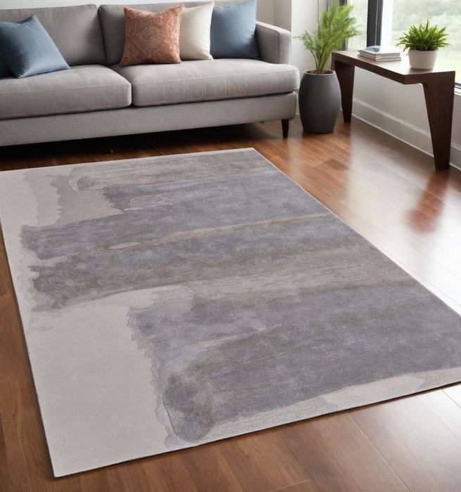 5' x 8' Abstract Hand Tufted Area Rug - Gray And Ivory