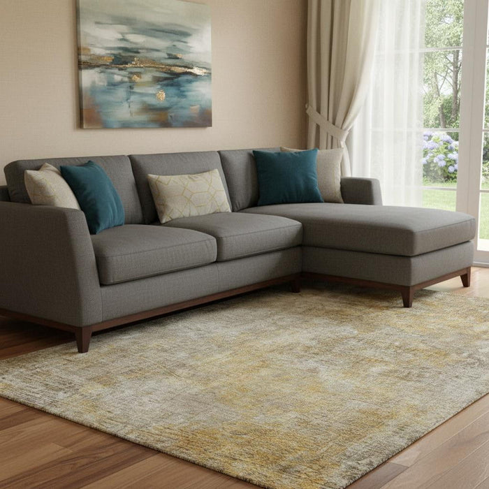 10' X 14' Abstract Washable Area Rug With UV Protection (650656) - Beige / Ivory