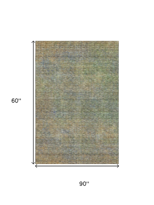 10' X 14' Abstract Washable Area Rug With UV Protection (667300) - Green / Gold