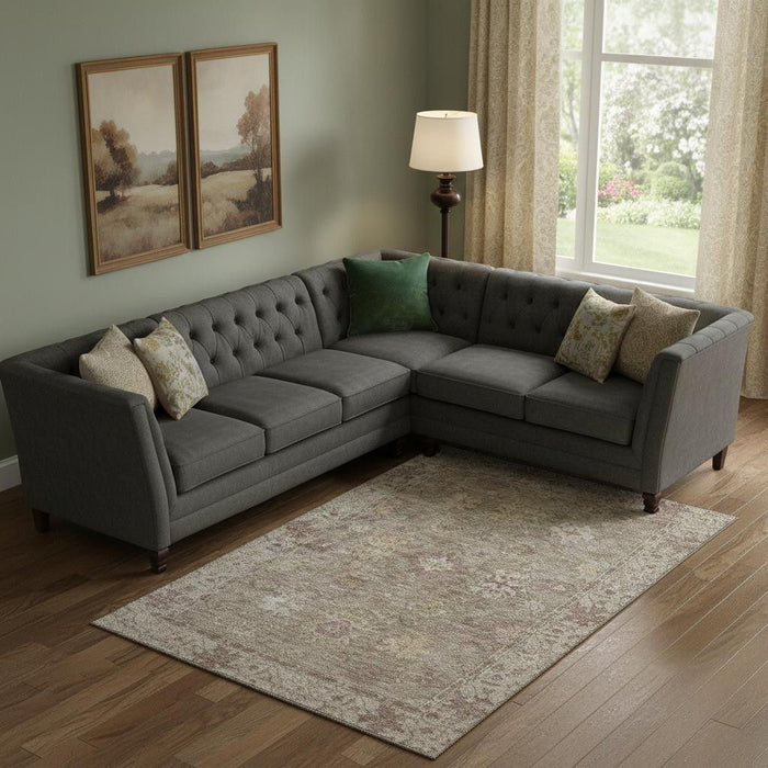 10' X 14' Oriental Washable Area Rug With UV Protection (716545) - Khaki / Beige