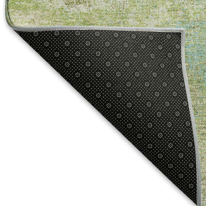 10' X 14' Abstract Washable Area Rug With UV Protection (693180) - Lime Green / Teal / Ivory