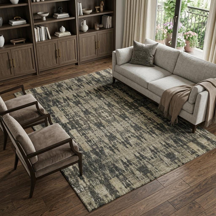 8' X 10' Moroccan Washable Area Rug With UV Protection (650192) - Black / Beige