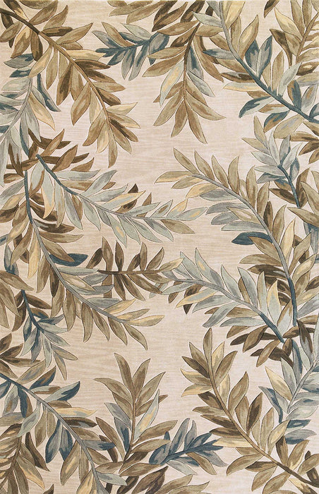 9' x 12' Hand Tufted Pinnate Fronds Indoor Area Rug - Ivory