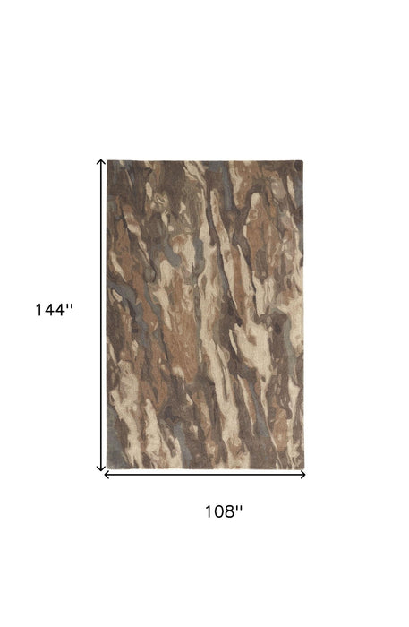9' x 12' Wool Abstract Hand Tufted Area Rug - Green And Ivory