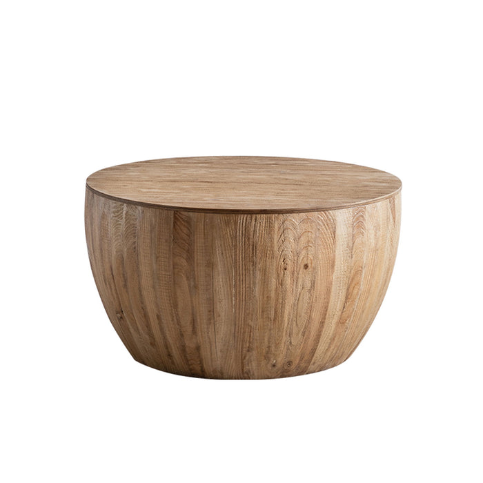 Vintage Giga barrel coffee table with storage, featuring a rustic wooden design and sturdy metal accents.