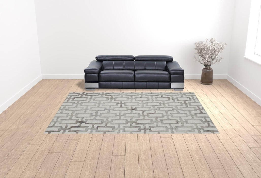10' x 13' Wool Geometric Tufted Handmade Area Rug - Ivory And Taupe