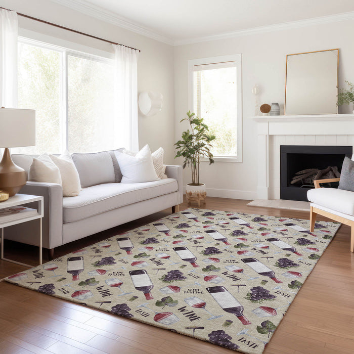8' X 10' Cottage Geometric Washable Area Rug With UV Protection - Ivory