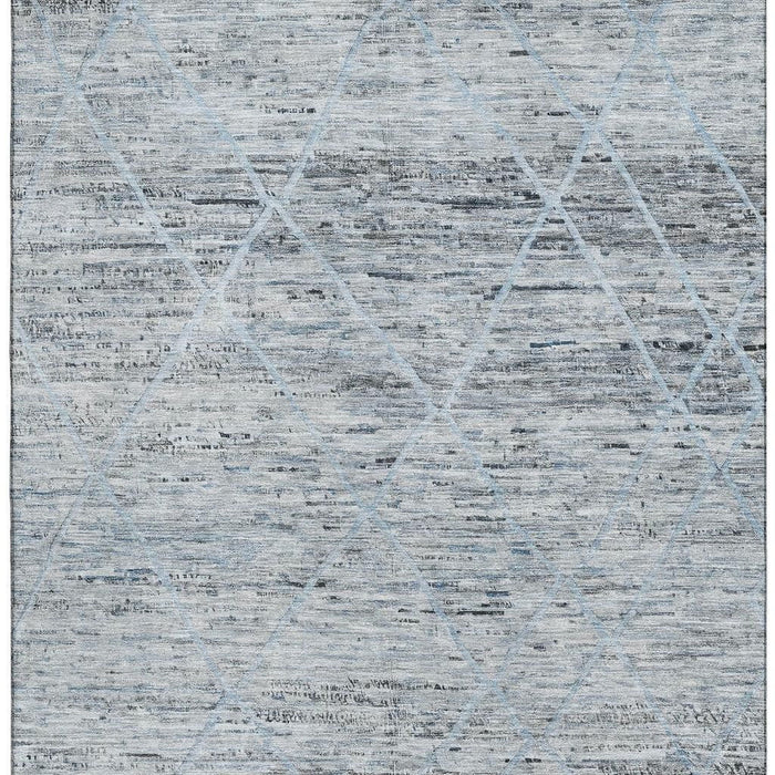 10' X 14' Abstract Geometric Washable Area Rug With UV Protection (696326) - Blue / Gray / Silver