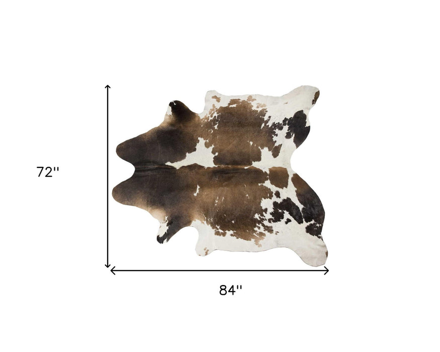 72" x 84" Cowhide - Rug - Taupe And White