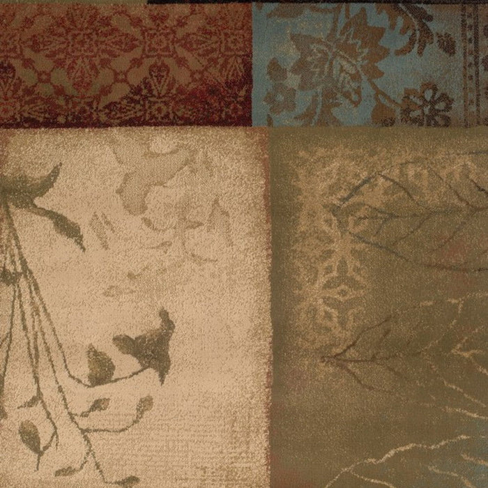 8' x 11' Floral Block Pattern Area Rug - Beige And Brown
