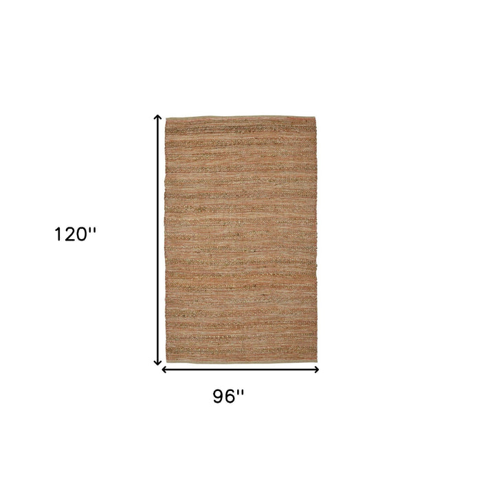 8' X 10' Jute Striped Flatweave Handmade Area Rug - Brown And Brick
